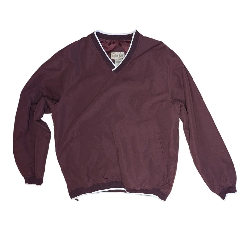 VTG Tailor Bilt For Golf Mens‎ M Burgundy V-Neck Windshirt Pullover Jacket Korea